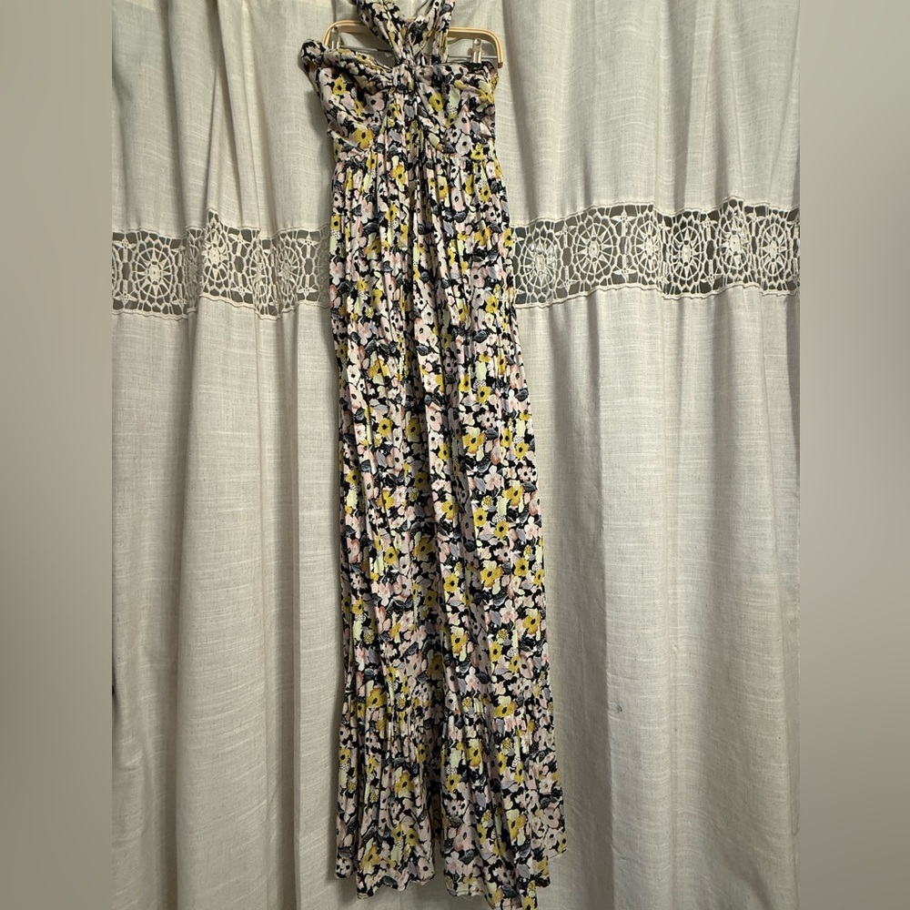 Fate Floral Maxi Dress in Black, Yellow & Pink